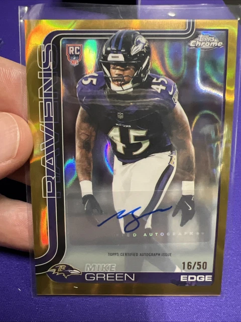 2025 Topps Chrome Football Mike Green Gold Autogramm 16/50 Baltimore Ravens