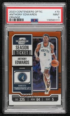 2023 Contenders Optic Season Ticket Orange Prizm 47/49 Anthony Edwards #70 0g4t