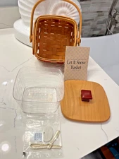 Longaberger 2000 Tree Trimming Basket Let It Snow RED w/LID Liner tie-on Vtg