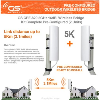 Wireless Bridge Point to Point Outdoor WiFi, Wireless Network Expansion Kit