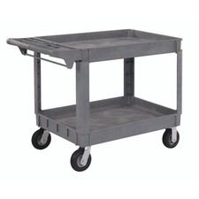 Large Deluxe 2 Shelf Plastic Cart 6" Pneumatic Casters  46"L x 25"W x 35"H