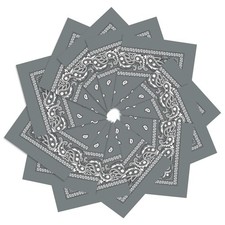 PJPSAA 12 Pack Bandanas Unisex Paisley Cowboy Bulk Multi 21.6, Gray