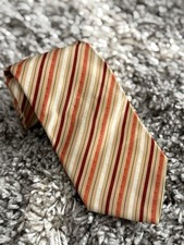 Ermenegildo Zegna Men  s 100 silk Red Orange White Striped