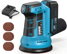 20V Cordless Orbital Sander, 5" Electric Palm Hand Sander Tool with Vacuum Dust 