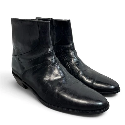 David Taylor Mens Black Leather Beatle Ankle Boots Size 11 D Cuban Block Heel Beatles Boots - Etsy Ireland main image 4