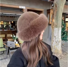 Women Thermal Faux Fur Cossak Hat Cap Winter Russian Warm Ski Fluffy Classic Hat