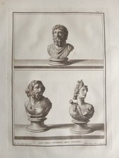 Incisione su Rame Antica Ercolano - Busti di Ercole e Divinità - Vanni / Morghen