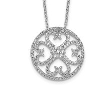 1/2 Carat ctw Diamond Hearts Round Necklace Pendant 14K White Gold with Chain