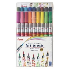 Pentel Art Brush Color Pen Set of 18 Professional Watercolor Brush Pens