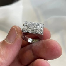 Men's Anniversary Gift Natural Diamond Round Diamond Cluster Ring 14k White Gold