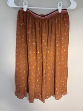 Matilda Jane Girls Size 14 Rust Brown Floral Pleated Skirt Lined Pull-On Boho
