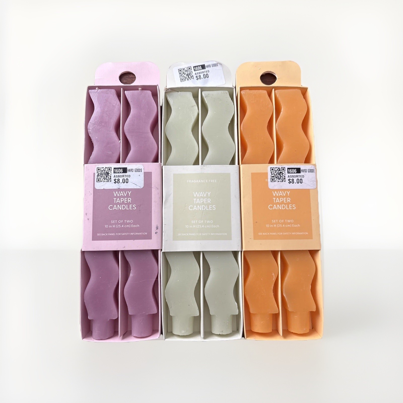 Room Essentials 6-Piece Taper Candles Set with Wavy and Diamond Designs