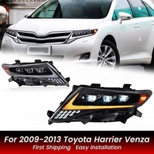 Pair For Toyota Venza 2009-2016 LED Headlights Headlamps Projector LED DRL Black