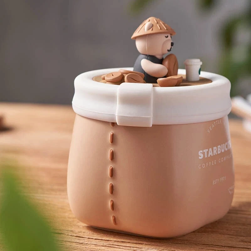 Nuevo 2025 China Starbucks Café Grano Gunnysack Forma 12oz Taza Cerámica Con Tapa Foto 3 de 4