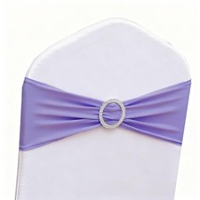 100pcs Lavender Chair Sashes for Wedding Ceremony, Elastic Chair Bands Bows for