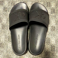 Calvin Klein Men's Black Logo Slide Sandals Rubber Upper US 11 EU 44