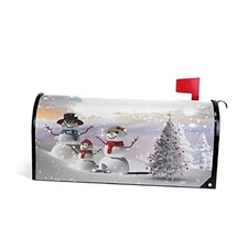  Christmas Tree and Snowman Magnetic Mailbox Cover Snowflakes MailWraps Garden 