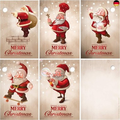 EDITION COLIBRI 25 Geschenkanhänger Weihnachten: Lustige Weihnachtsmänner, E