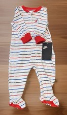 Nike Baby Coverall/Long Sleeve Footed Bodysuit White/Red/Blue  Just Do It  6m