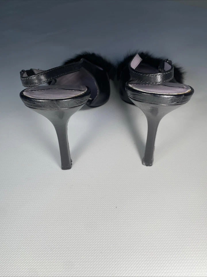 Nine West Womens 6.5 M Black Leather Sling Back Ultra High Heel Closed Toe Shoes - Image 2 of 4