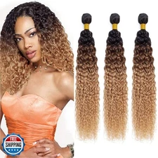 HeioWuio 1B427 Blonde Curly Wave bundles Brazilian Remy Extension