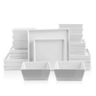 Grace Square Stoneware Dinnerware Set, 24 Piece Service For 8, White