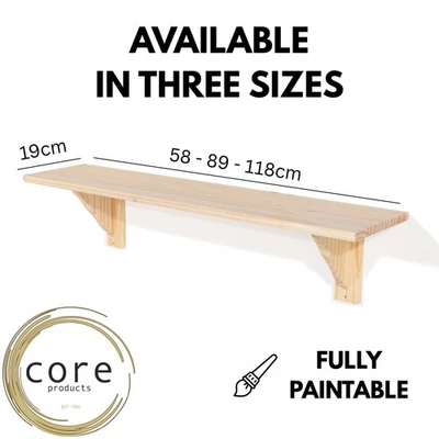 Solid Pine Traditional Shelf Kit, Natural Finish, Various Sizes - Classic Design - Image 1 of 4