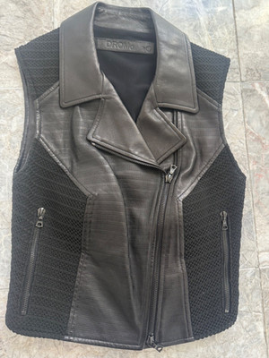 DROMe Black Knit Leather Front zip vest sz XS Italy