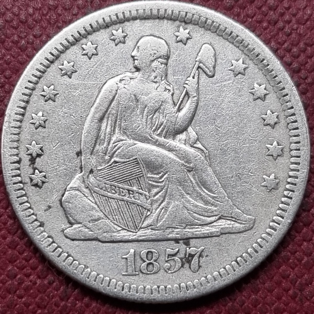 1857 Seated Liberty Quarter 25c Better Grade VF - XF #77140 | eBay
