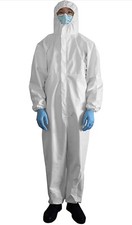 Isolation Gown with Elastic Cuff Splash Resistant with Hood White Size Large