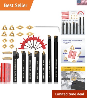 Universal 21-Piece Lathe Kit: 7 Holders with 14 Insert Options for All Materials