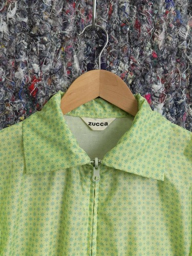 Zucca green patterned nylon reversible mesh lined zip jacket - womens size S - Picture 5 of 12