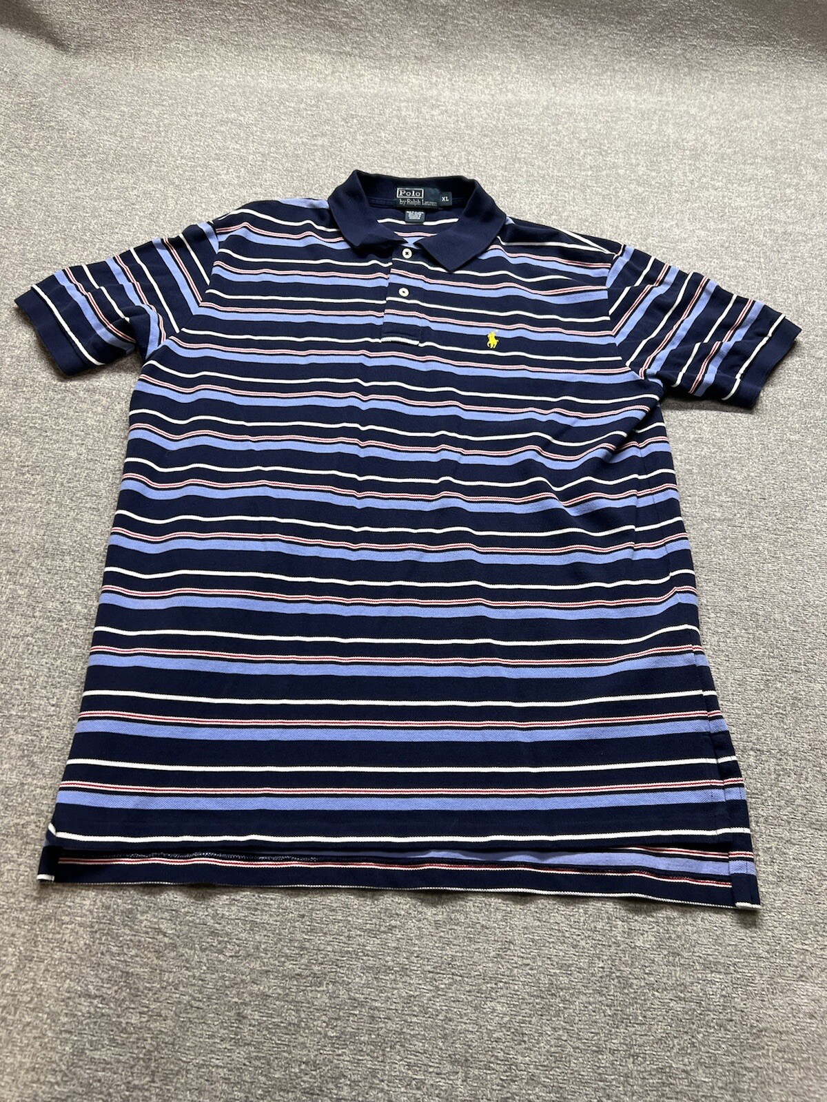 Polo Golf Ralph Lauren Da Uomo Extra Large Camicia a Righe Blu Oro Pony Cotone