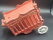 VINTAGE CAST IRON RED OVERLAND CIRCUS WAGON. D