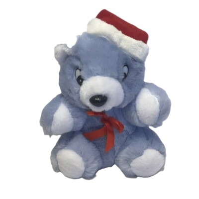 Youngrowth Toys Purple Bear Christmas Plush 8'' Stuffed Animal Santa Hat and Bow