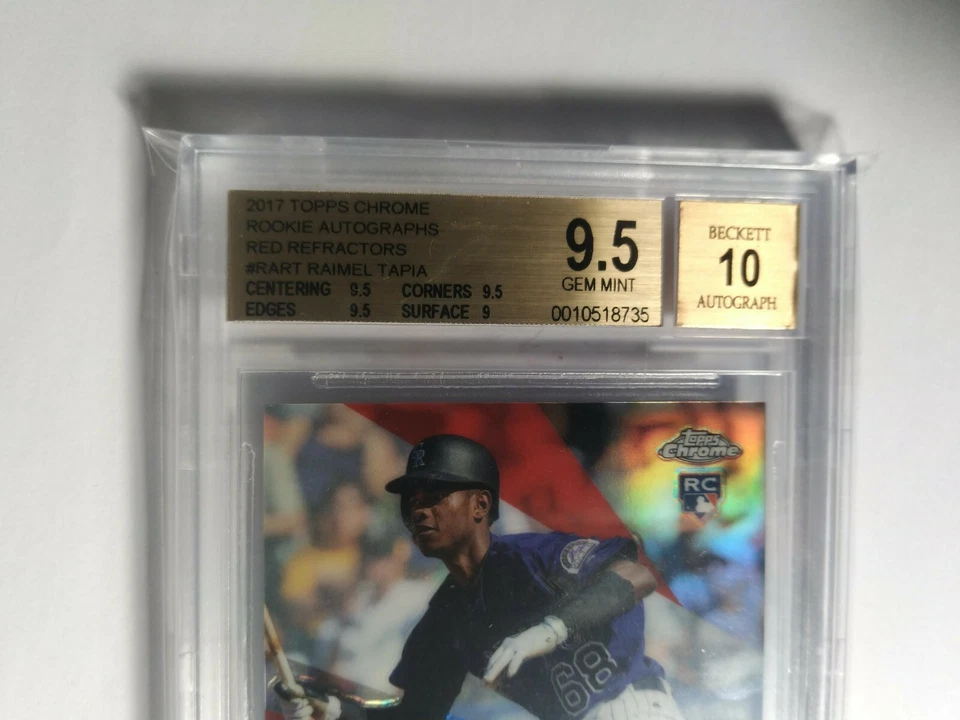 Raimel Tapia Topps 2017 cromo novato refractor rojo automático #RART #5/5 RC BGS 9,5 Foto 2 de 4