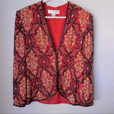 Vintage Niteline by Della Roufogali Beaded Silk Sequin Jacket Medium Glam Evenin