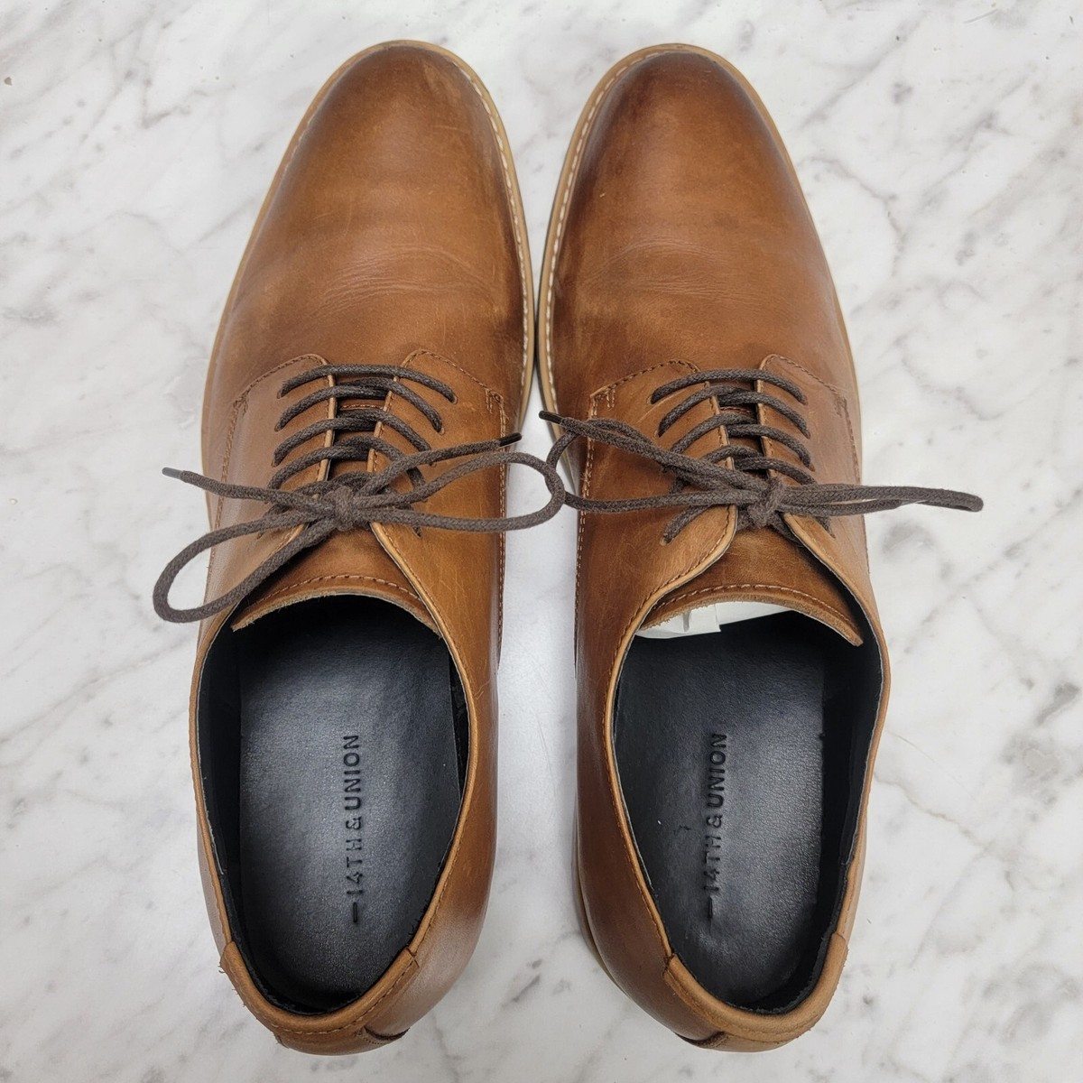 14th And Union Brown Leather Dress Shoes Men Sz 13M Crepe  display picture 1