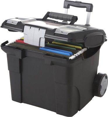 Premium File Storage Box on Wheels, Black/Grey (61507A01C)