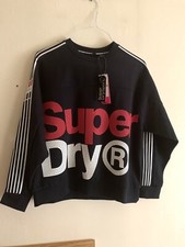 Superdry Unisex Athletico Logo Crewneck Sport Sweatshirt Black Size 10