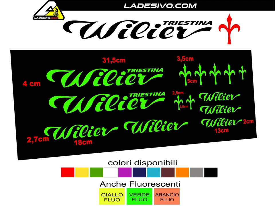 Kit adesivi telaio bici wilier triestina bdc mtb colori a scelta 14 PEZZI - Bild 1 von 1