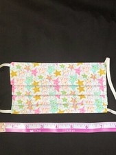 Bright Glitter Stars handmade pleated face mask, double layer washable cotton