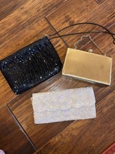 Set Of Three Beaded Gold Black White Vintage Clutches On Made In Hong Kong