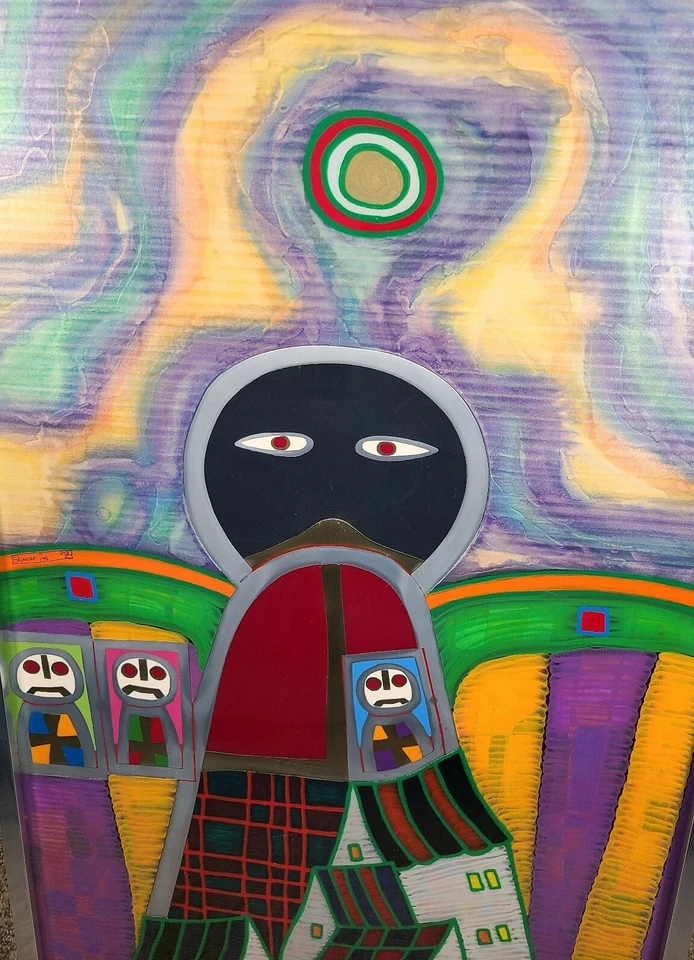 Butch Skynear Alien UFO Painting Vintage Outsider Folk Art Mid Century Modern - Image 3 of 4