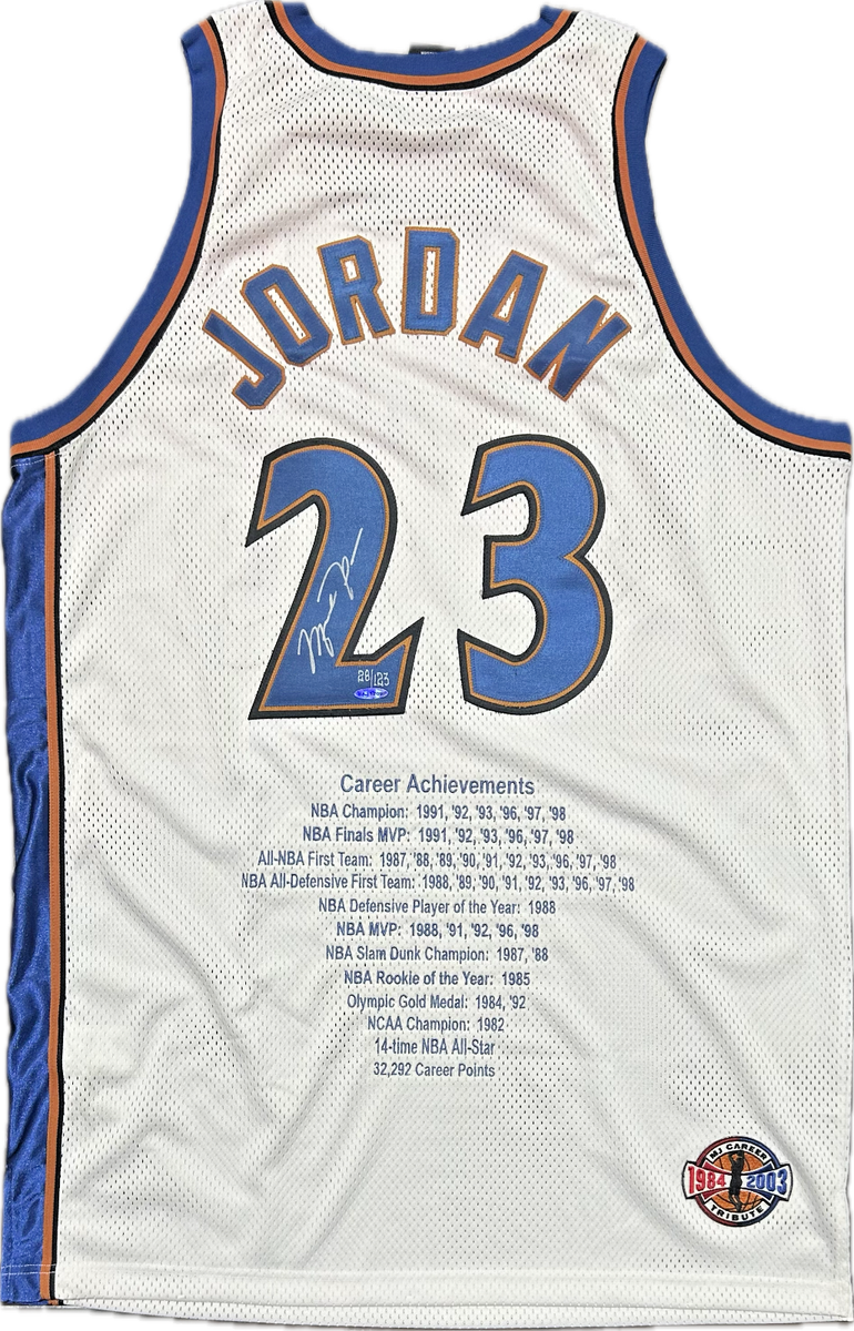 Michael Jordan Signed Washington Wizards White Tribute Jersey