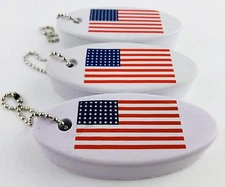 Floating Key Chain with American Flag Logo - Boat Key Float Key USA Flag