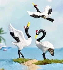 Miniature Dollhouse Fairy Garden Zen Red Crowned Cranes - Set of 3 - Buy 3 Save 