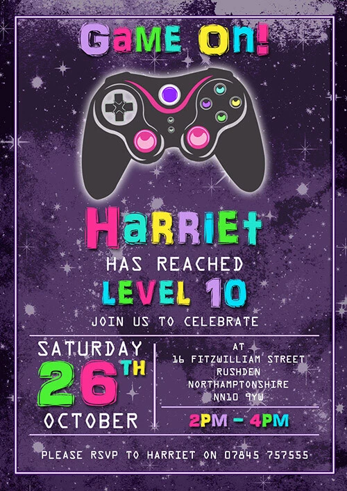 Video Game Party Invitation Gaming Birthday Invitation