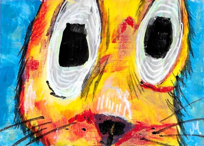 Print ACEO Cat Painting Original Kitten Eyes Sky Contemporary Art Josh Merritt