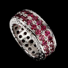 925 Sterling Silver Ring Round Rhodolite Garnet Natural Gemstone Jewelry Size 7